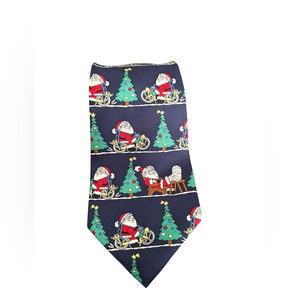 American Traditions Necktie Santa Claus Christmas Tie‎ Motorcycle Leg Injury